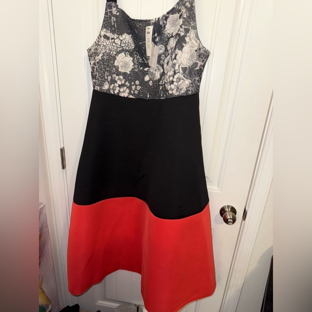 ASOS Black White and Red A-Line Maternity Dress Sz: 12 NWT